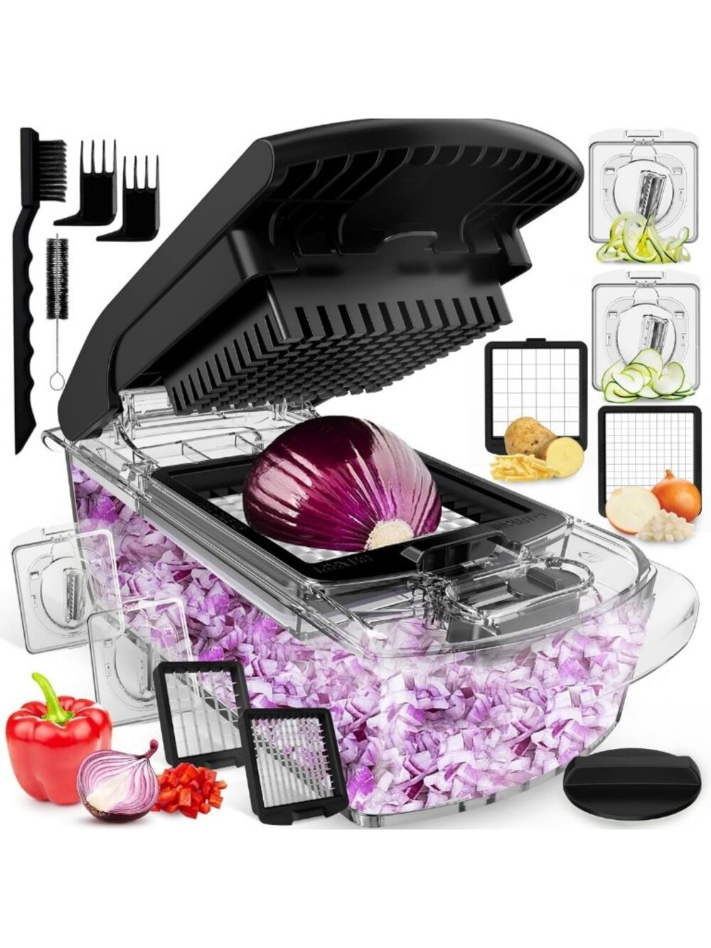 All-in-One Vegetable Chopper & Spiralizer - Versatile Kitchen Tool for Meal Prep